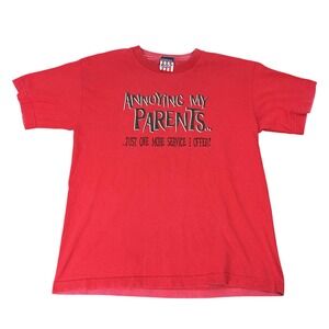 Annoying My Parents Shirt Youth Large Red Funny Slogan Graphic Humor Tee T-Shirt